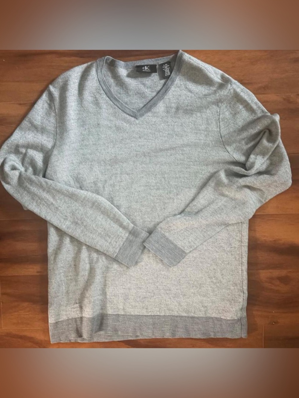 Calvin Klein Gray V-Neck Men's Sweater- Wool Blend